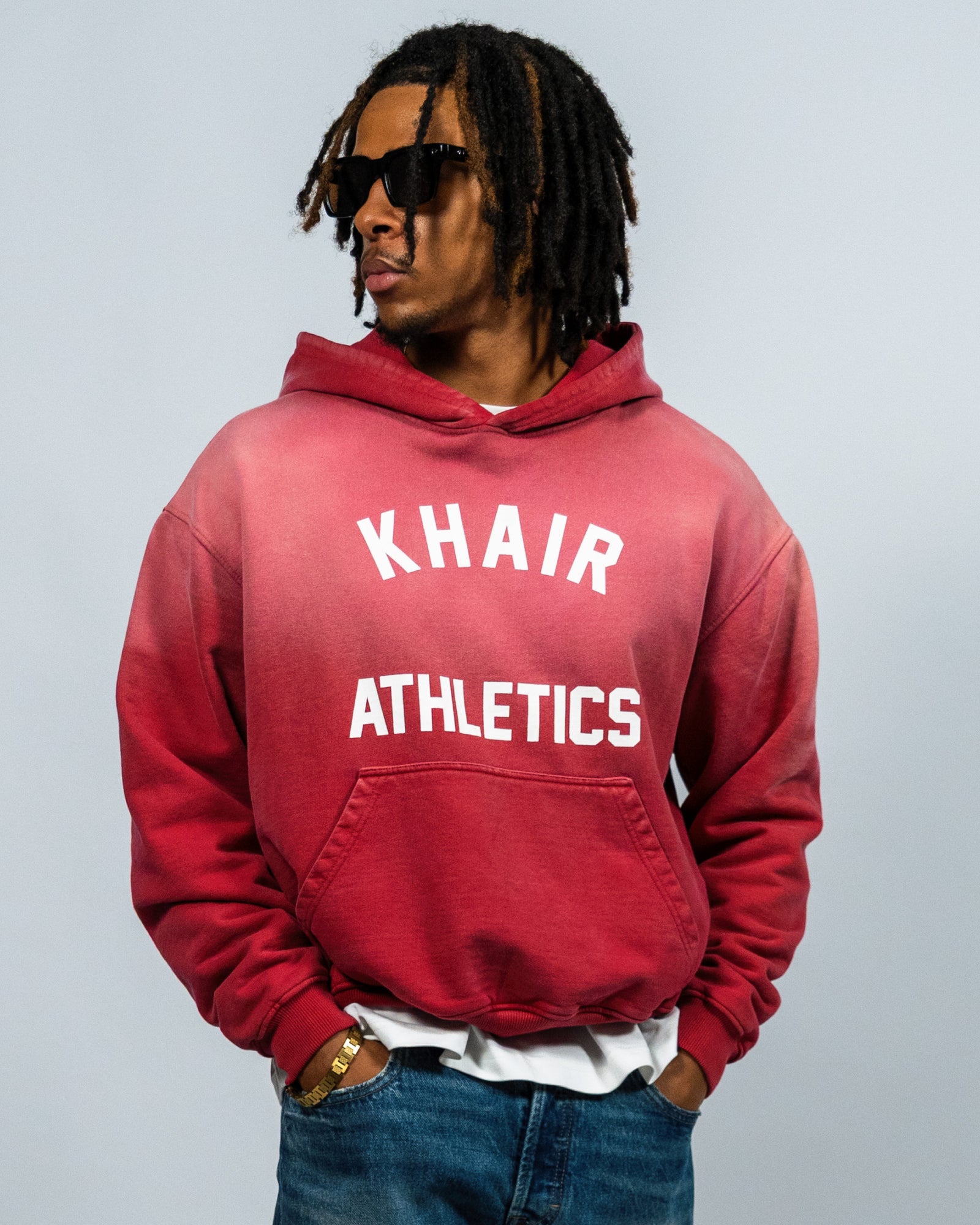 KHAIR Athletic Vintage Red Hoodie