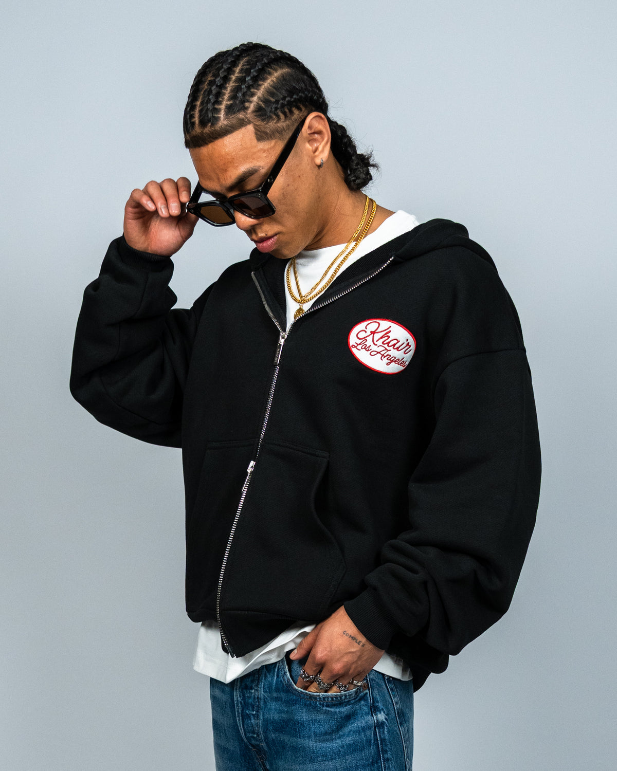 KHAIR Los Angeles Patchwork Zip Up