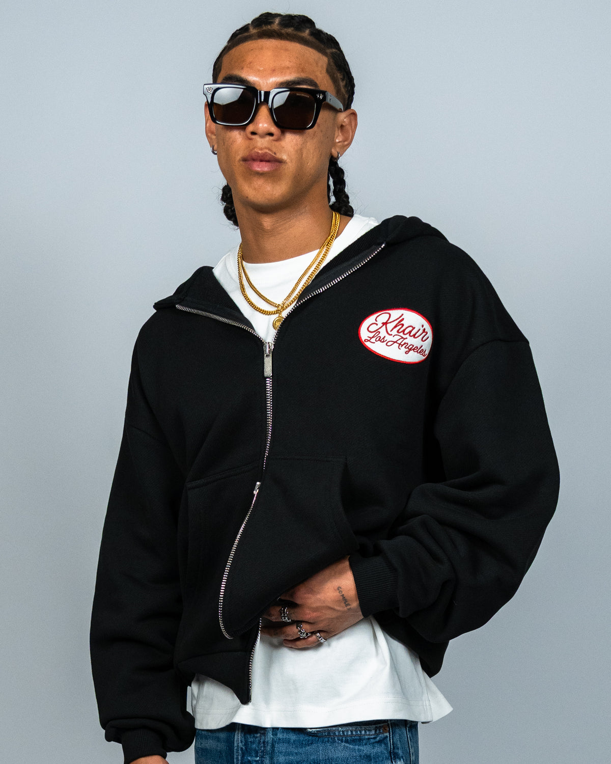 KHAIR Los Angeles Patchwork Zip Up
