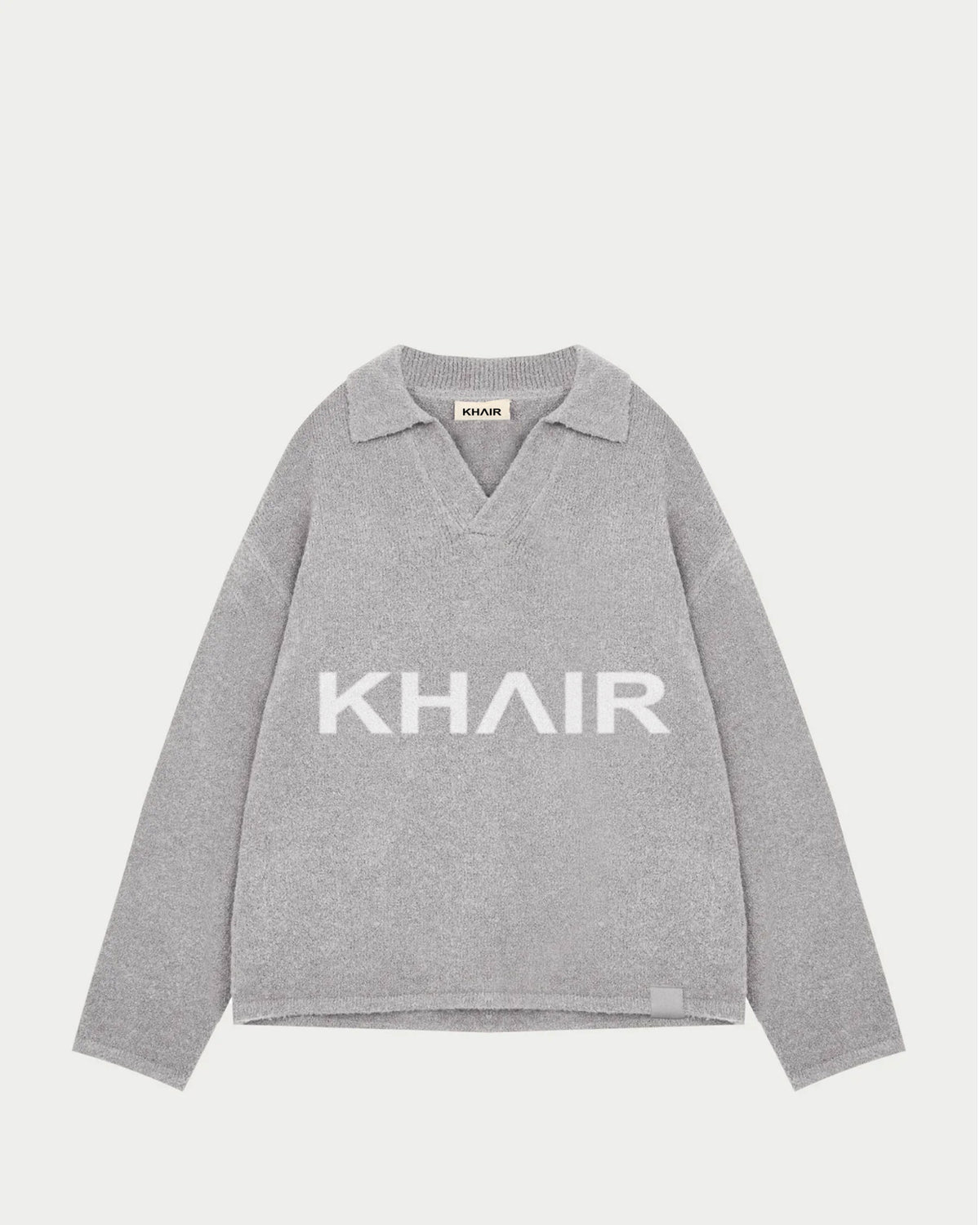 KHAIR Logo Knit Sweater – Grey