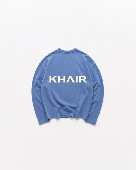 KHAIR Signature washed-blue long sleeve back product view