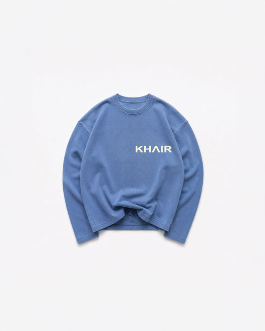 KHAIR Signature washed-blue long sleeve front product view alternate view