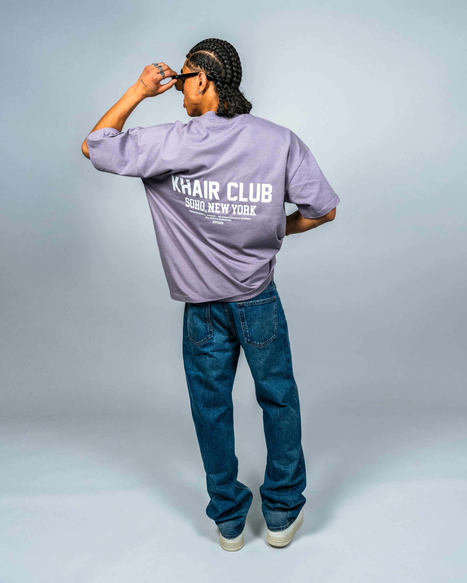 KHAIR CLUB Soho powder purple T-shirt angled back fit