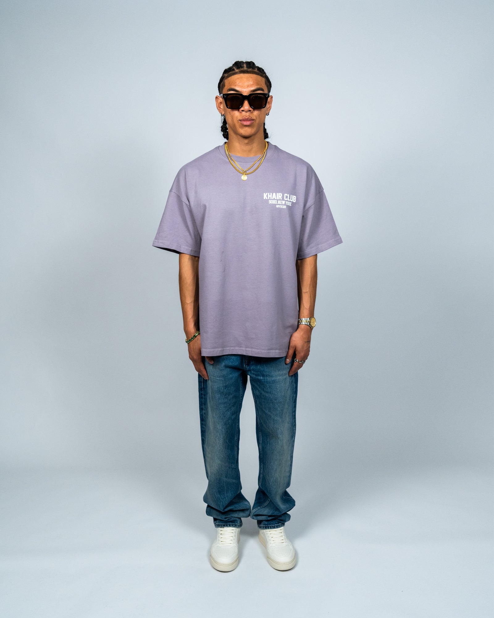 KHAIR CLUB Soho powder purple T-shirt straight front fit