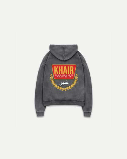 Khair Crew Members Washed Grey Hoodie