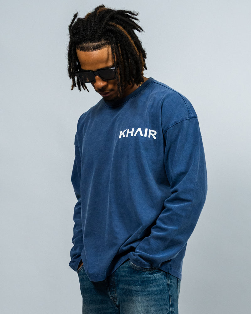 KHAIR Signature Long Sleeve – Washed Blue