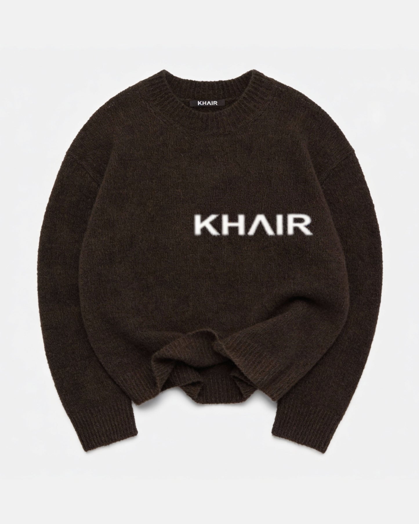 Brown KHAIR bouclé knit sweater with oversized fit