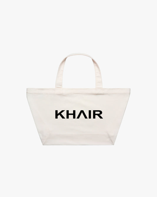 KHAIR Large Canvas Tote Bag – Cream with Black Logo