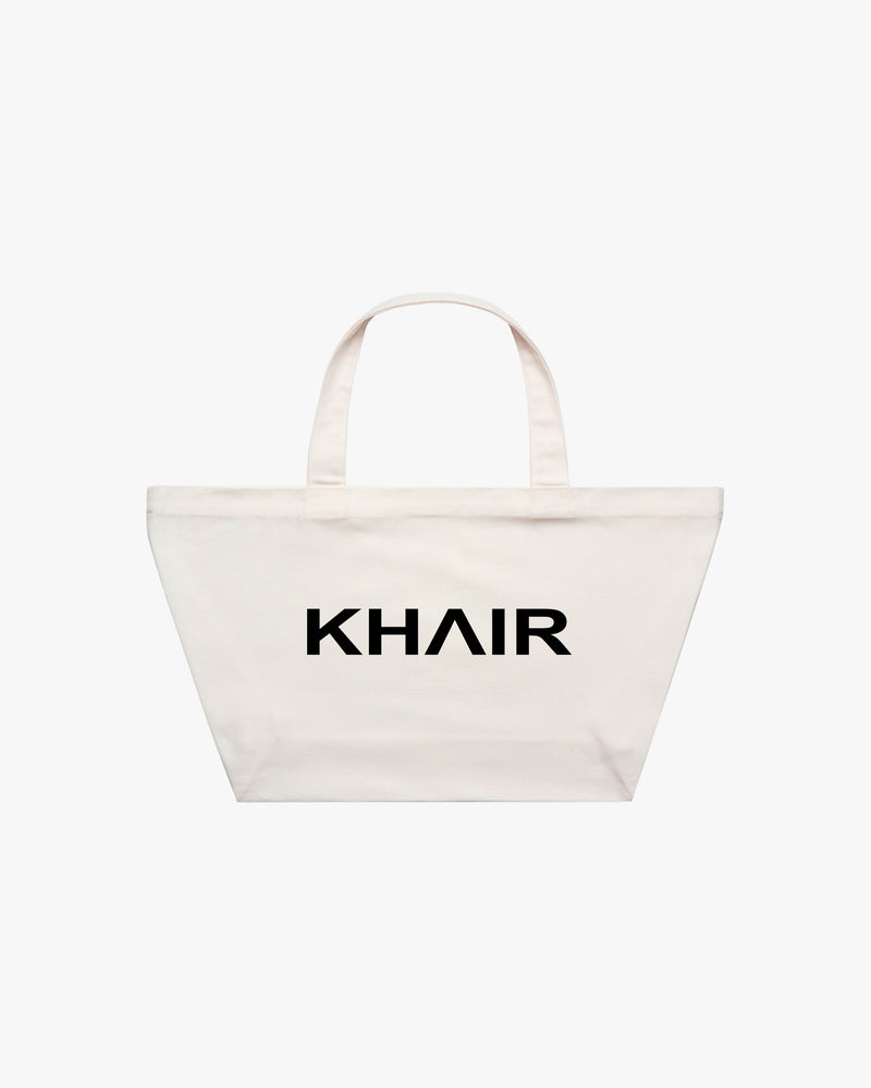 KHAIR Large Canvas Tote Bag – Cream with Black Logo