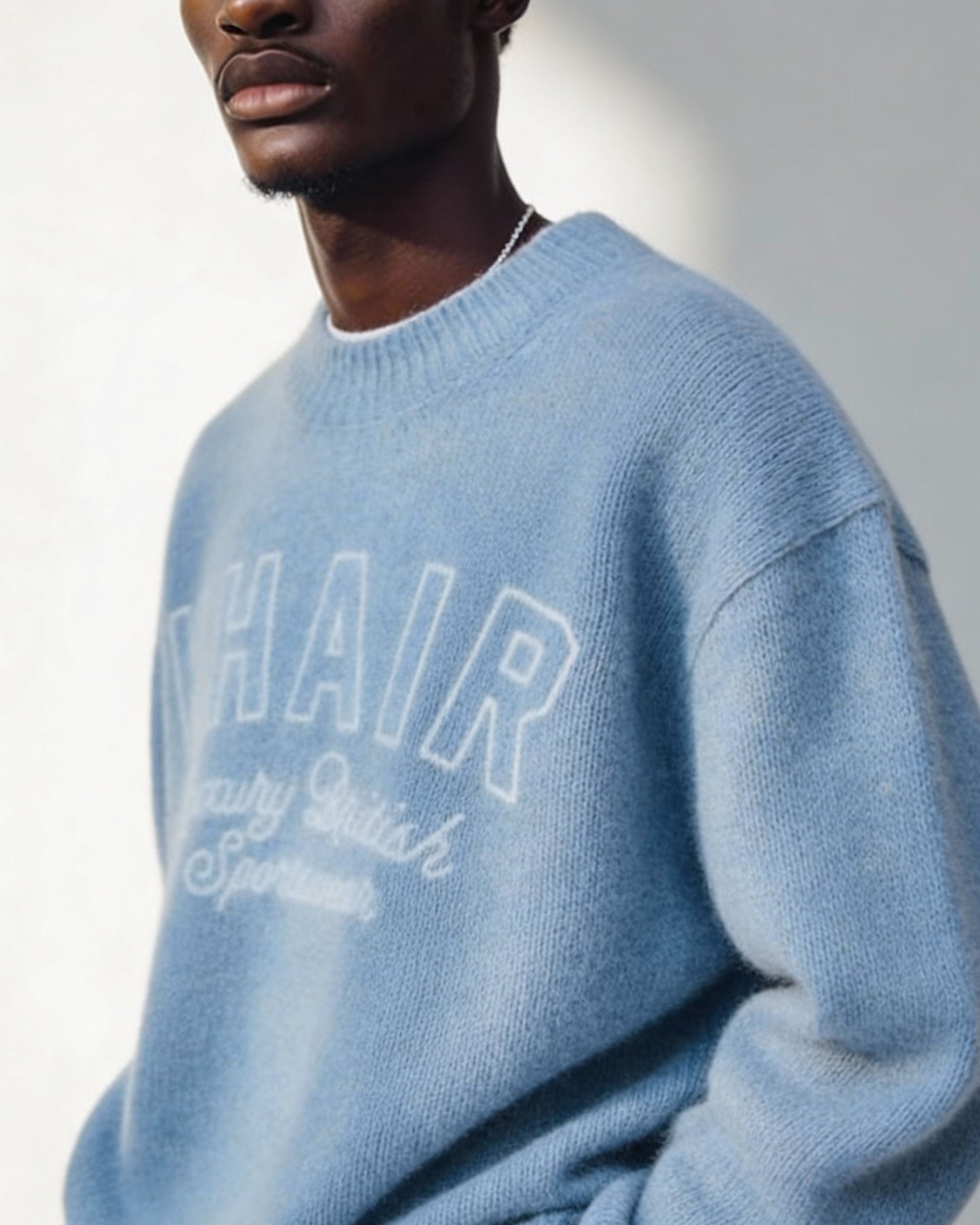 KHAIR Luxury British Sportswear Knit Sweater – Blue.