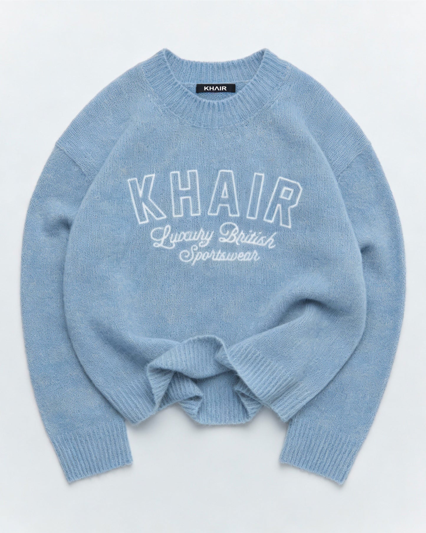 KHAIR Luxury British Sportswear Knit Sweater – Blue.