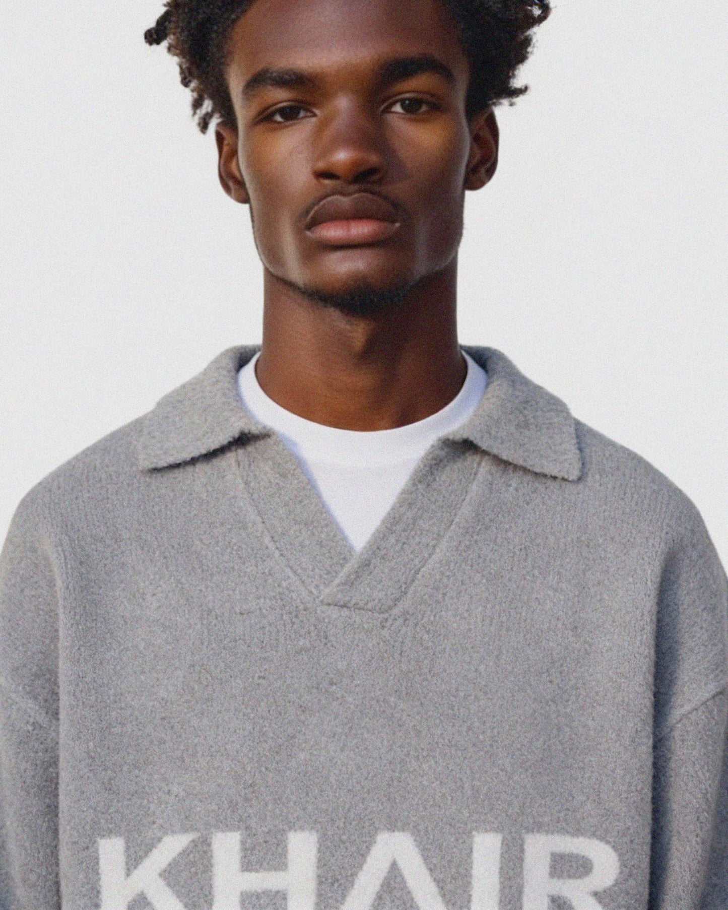 KHAIR Logo Knit Sweater – Grey