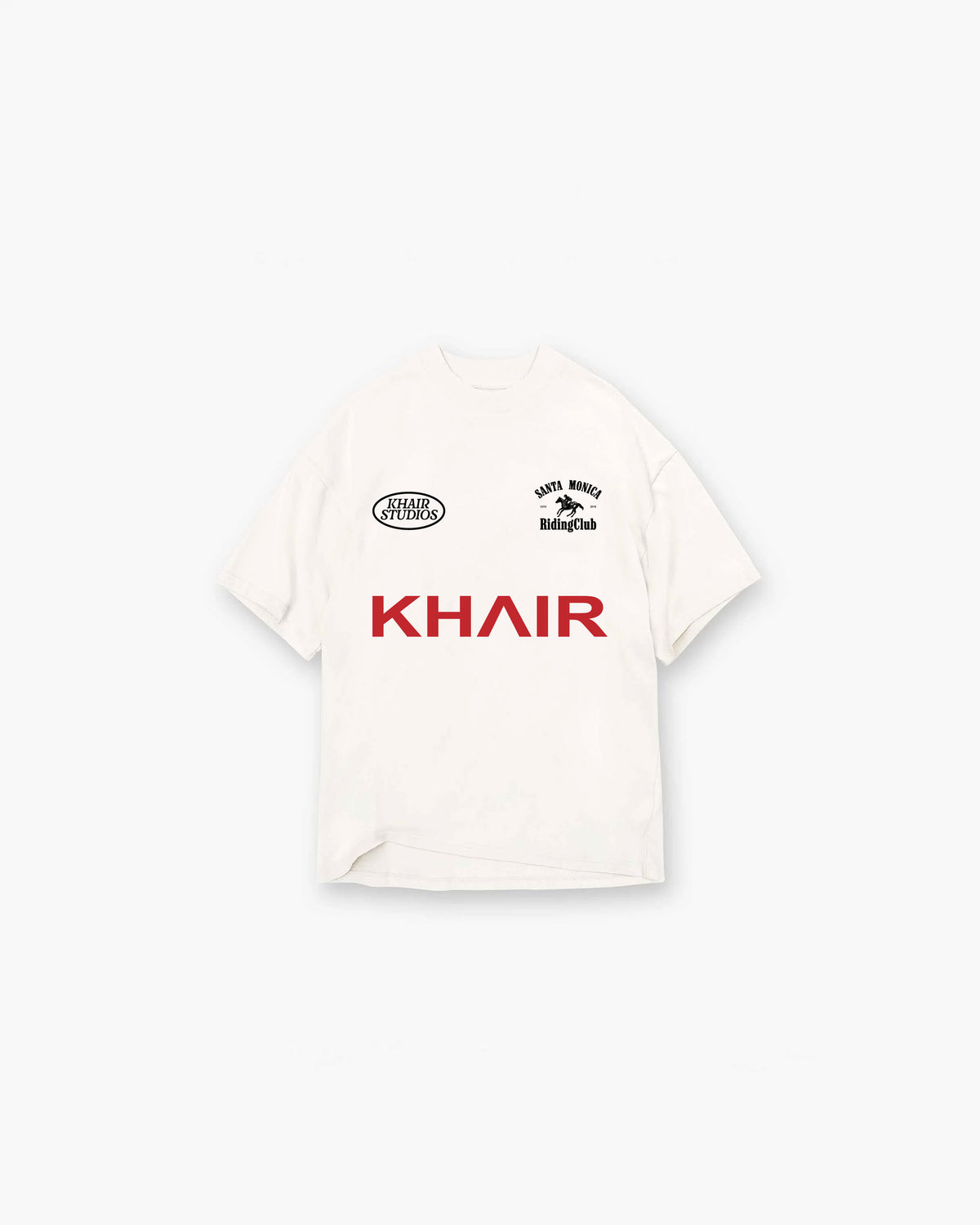 Khair Santa Monica Riding Club T-shirt cream front view