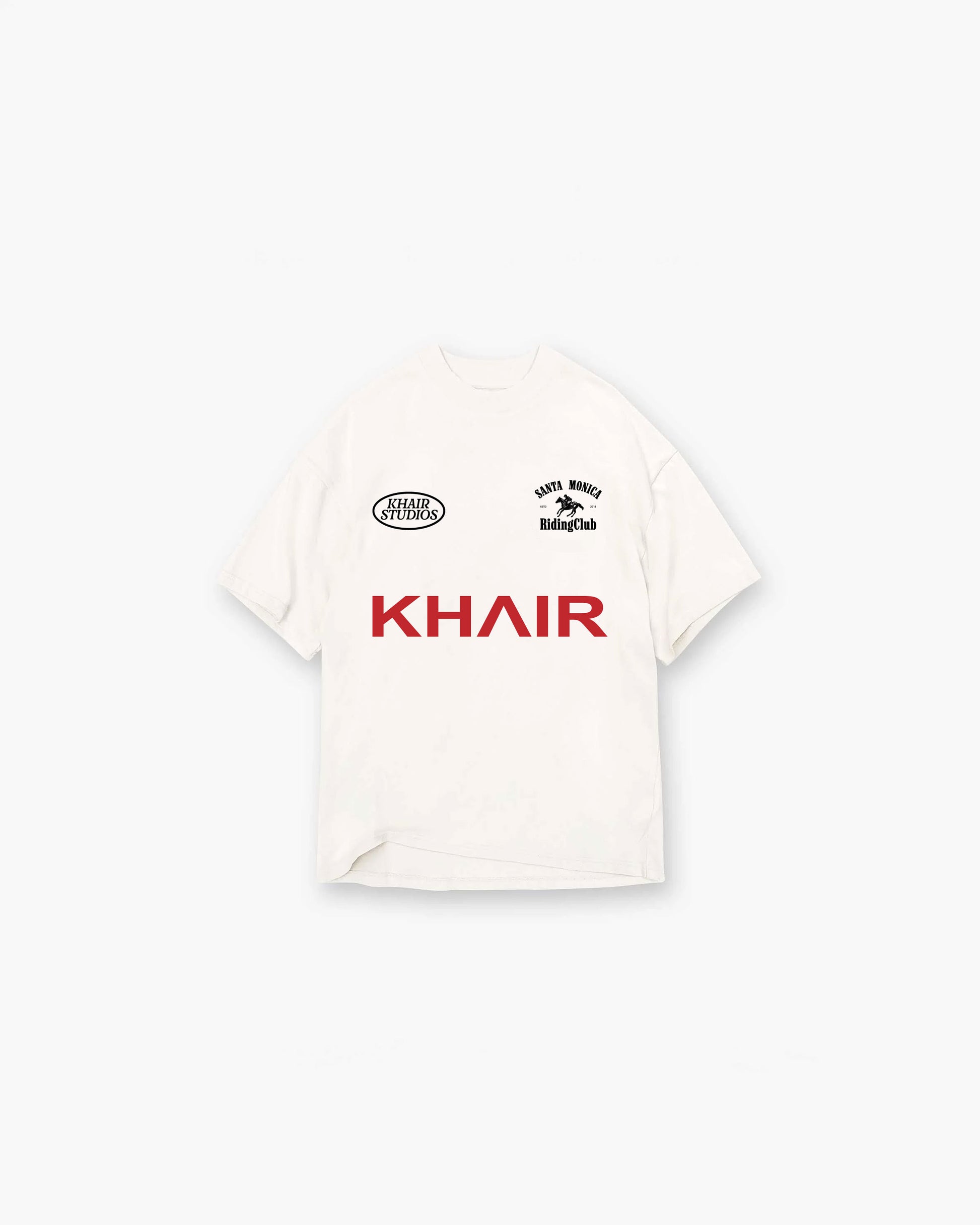 Khair Santa Monica Riding Club T-shirt cream front view