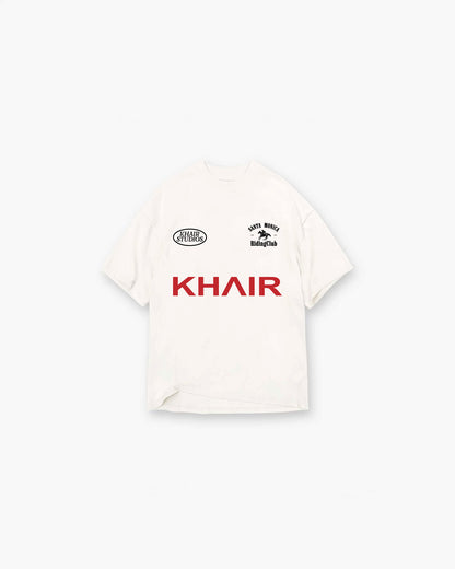 Khair Santa Monica Riding Club T-shirt cream front view